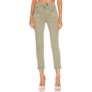 Noam Mink Green Bax High Rise Cropped Skinny Pants